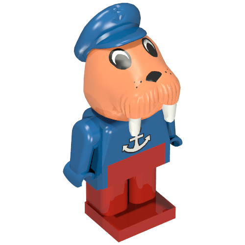 Lego Fabuland Figure Walrus 3 - White Anchor Chest Print / Blue