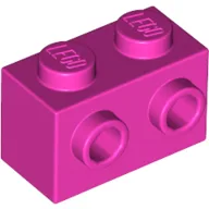 Brick Special 1 x 2 with 2 Studs on 1 Side / Dark Pink