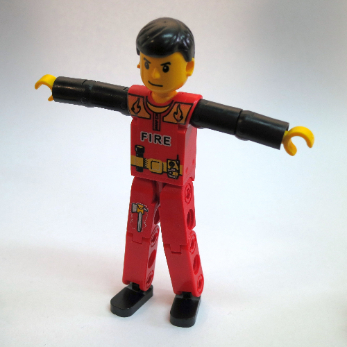 Lego Technic Figure Red Legs, Red Top with Fire Print, Black Arms [Fireman] / [No Color/Any Color]
