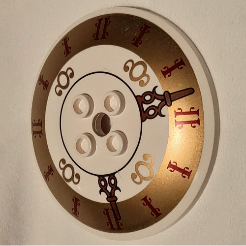 Lego Dish 6 x 6 Inverted (Radar) with Hollow Studs and Clock Face Print