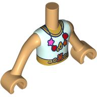 Lego Minidoll Torso Boy with Warm Tan Arms and Hands with Light Aqua Shrt, Gold Belt, Star, Shells On Necklace print / Warm Tan