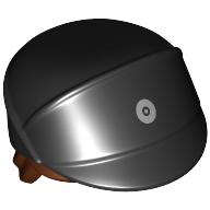 Lego Hair and Hat, Short Reddish Brown Hair, Imperial Officer Cap with Silver Code Disc Print / Black