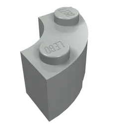 Brick Round Corner 2 x 2 Macaroni with Stud Notch / Light Gray
