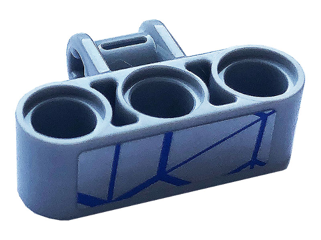 Lego Technic, Axle and Pin Connector Perpendicular Triple with Blue and Silver Race Pattern (Sticker) - Set 42123