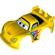 Duplo Car Body 2 Studs on Spoiler with Cars Jeff Gorvette Print / Yellow