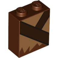 Lego Brick 1 x 2 x 2 with Inside Stud Holder with Shoulder Strap/Belt Chewbacca print / Reddish Brown