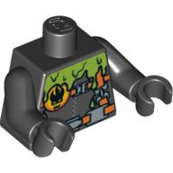 Lego Torso Wetsuit with Agents Villina Logo, Zipper and Green Slime Print, Black Arms and Hands / Black