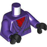 Lego Torso, Robe, Silver Belt, Red Shirt print, Dark Purple Arms, Black Hands / Dark Purple