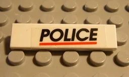 Tile 1 x 4 with 'POLICE' Red Line Pattern (Sticker) - Set 6398