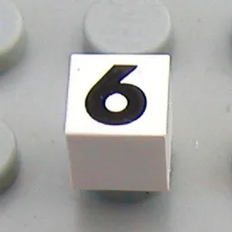 Modulex Tile 1 x 1 with Black '6/9' Print with No Lining / Modulex White
