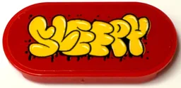 Tile, Round 2 x 4 Oval with Yellow and Black 'SLEEPY' Graffiti Pattern (Sticker) - Set 71461