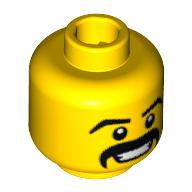Lego Minifig Head Mariachi, Thick Eyebrows and Moustache, Grin with Teeth Print