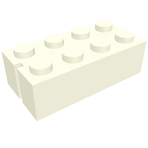 Lego Brick 2 x 4 without Bottom Tubes, Slotted (with 2 slots)