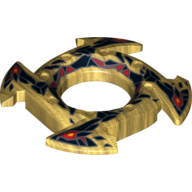 Lego Ring 4 x 4 with 2 x 2 Hole and 4 Arrow Ends with Black and Red Snake Heads Print (Ninjago Spinner Crown)