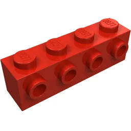 Brick Special 1 x 4 with 4 Studs on One Side / Red