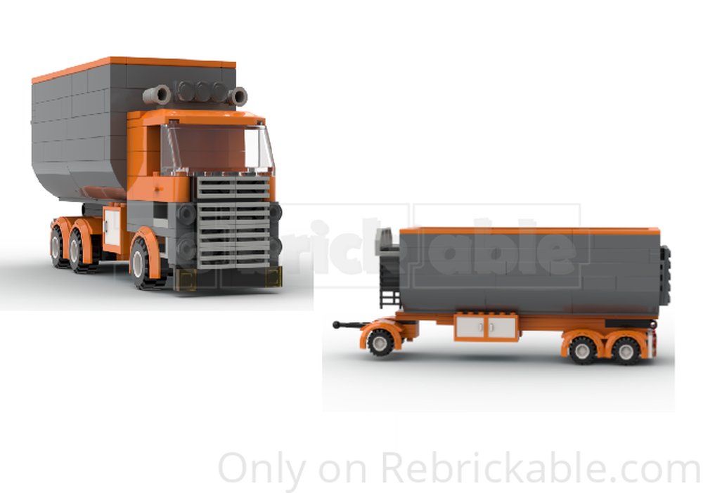 Lego dump truck with drawbar dump trailer