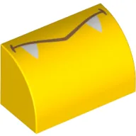 Brick Curved 1 x 2 x 1 No Studs with Mouth, White Fangs Print / Yellow