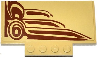Lego Slope, Curved 5 x 8 x 2/3 with 4 Studs with SW Wookiee Gunship Top Pattern Model Right Side (Sticker) - Set 75084