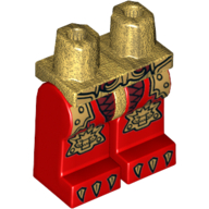 Lego Hips and Red Legs with Gold Belt, Armor with Scales and Gold Knee Pads and Claws Print / Pearl Gold