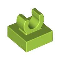 Tile Special 1 x 1 with Clip with Rounded Edges / Lime