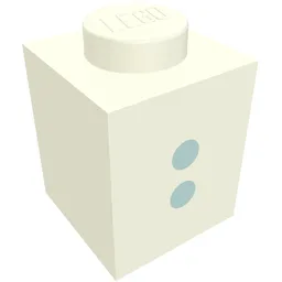 Brick 1 x 1 with Blue ':' Print (Bold Font) / White