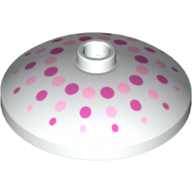 Lego Dish 3 x 3 Inverted [Radar] With pink dots print / White