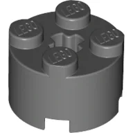 Brick Round 2 x 2 with Axle Hole / Dark Bluish Gray