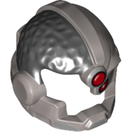 Lego Hair and Helmet Cyborg, Red Eye and Red Dot Print / Flat Silver