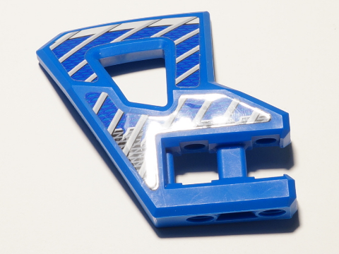 Lego Technic, Panel RC Car Flexible Bumper Right with Gray Stripes on Blue and Black Background Pattern (Stickers) - Set 8369-2 / Blue