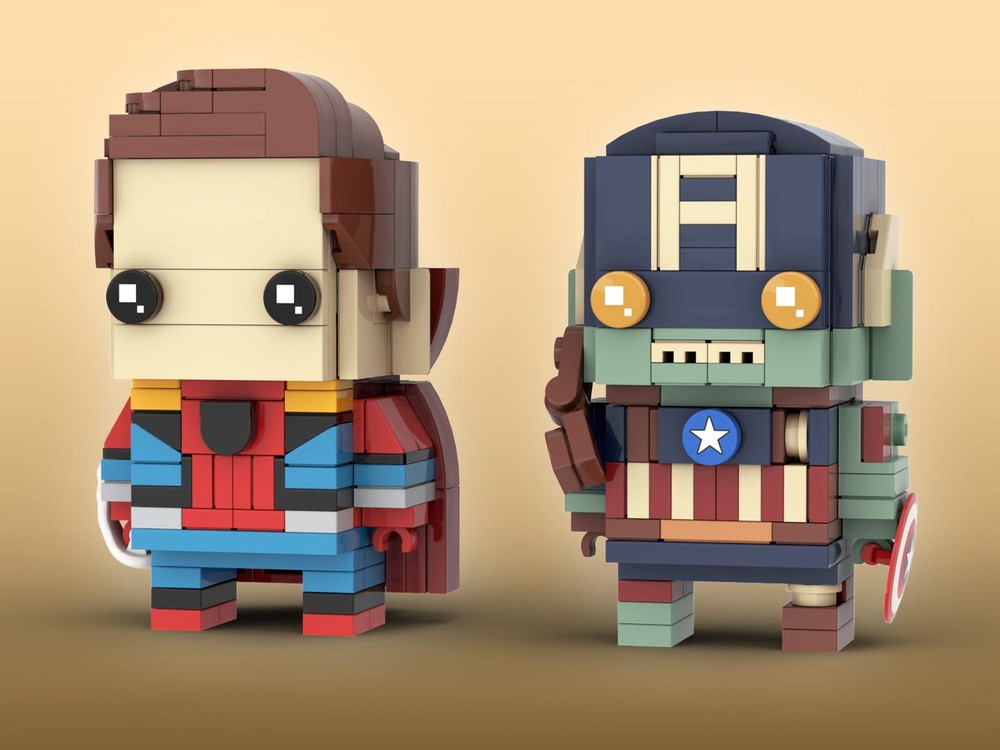 Lego Zombie Hunter Spider-Man & Zombie Captain America Brickheadz LEGO MOC - Marvel Studios What If...?