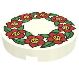 Tile Round 2 x 2 with Scala Flower Print / White