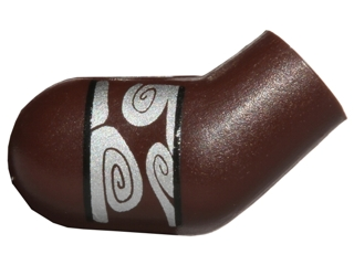 Lego Arm, Right with Silver Band with Swirls on Upper Arm Pattern / Dark Brown