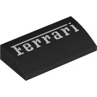 Brick Curved 2 x 4 x 2/3 No Studs with White 'Ferrari' Print / Black