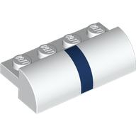 Lego Brick Curved 2 x 4 x 1 with Dark Blue Stripe print