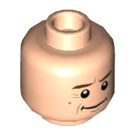Lego Minifig Head Alan Grant, Reddish Brown Eyebrows, Furrowed Brows, Crows Feet by Eyes Print / Light Nougat