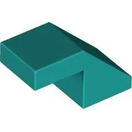 Brick Sloped 45° 2 x 1 with 2/3 Inverted Cutout and no stud / Dark Turquoise