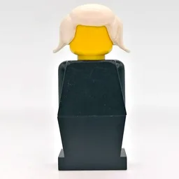 LEGOLAND Female, Black Torso, Black Legs, White Hair