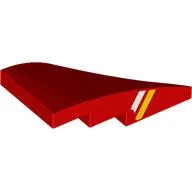 Brick Wedged, Curved 4 x 2 with Stud Notch Left with White/Yellow Stripes on Side Print / Red