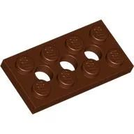 Technic Plate 2 x 4 [3 Holes] / Reddish Brown