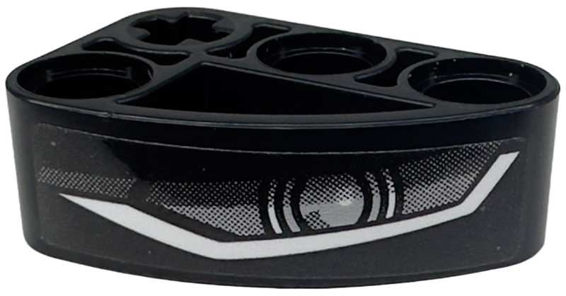 Lego Technic, Liftarm, Modified L-Shape Quarter Ellipse Thick 2 x 3 with Silver and White Headlight Pattern Model Left Side (Sticker) - Set 42153