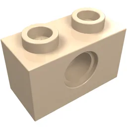 Technic Brick 1 x 2 [1 Pin Hole] / Light Nougat