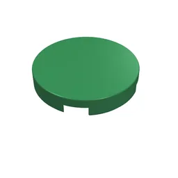 Tile Round 2 x 2 with Bottom Cross / Green