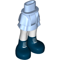 Lego Minidoll Hips and Layered Skirt with White Legs and Dark Blue Shoes with White Laces Print / Bright Light Blue