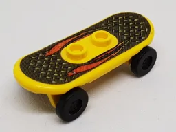Minifigure, Utensil Skateboard Deck with Red Lightning and Tread Plate Pattern (Sticker) with Black Wheels (42511pb04 / 2496) - Set 6734