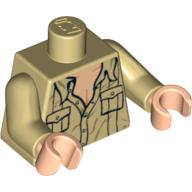 Lego Torso Shirt, Open Collar with Pockets Print, Tan Arms, Light Nougat Hands / Tan