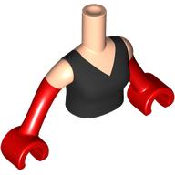 Lego Minidoll Torso Woman with Light Nougat Arms and Hands with Black Dress, Red Gloves print / Light Nougat