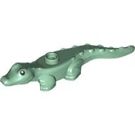 Animal, Alligator / Crocodile Baby with Black Eyes Print / Sand Green