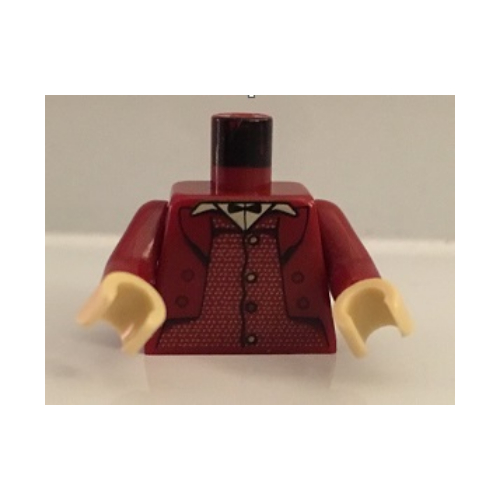 Lego Torso Jacket, Waistcoat, and Bow Tie Print, Dark Red Arms, Tan Hands / Dark Red