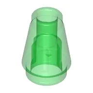 Cone 1 x 1 [Top Groove] / Trans-Green