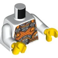Torso, Orange/Silver Armor Print, White Arms, Yellow Hands / White
